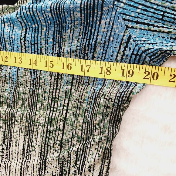 Blouse Size L Ombre Blue Lined Indie Liz Clairborne Retro Luxe Artsy Teacher Y2K - Picture 9 of 16